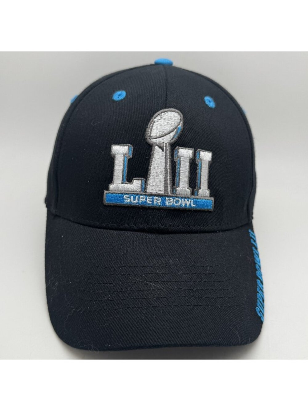 Super Bowl LII 52 Baseball Hat Cap NFL Team Apparel One Size Black Blue NWT